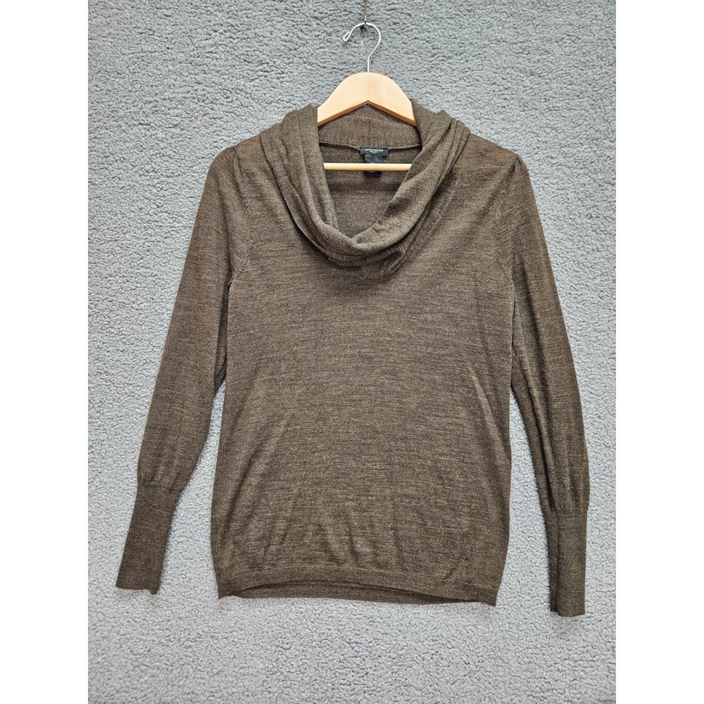 Ann Taylor Cowl Neck Sweater Small Brown Wool Blend Dark Academia Minimalist
